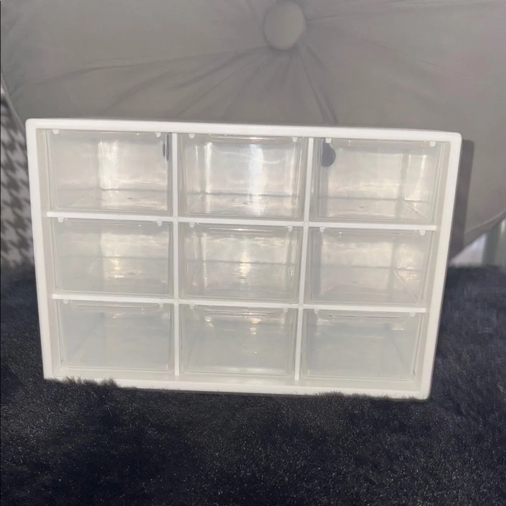 White Storage Organizer with Clear Drawers
